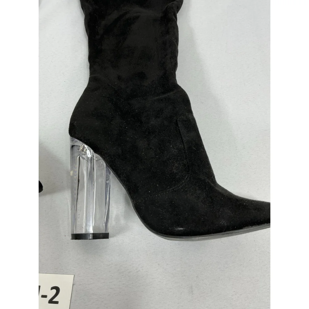 Womans Excellent Condition Shoe Dazzle Sassy Otk Boots Size 9 Black Heel Zip